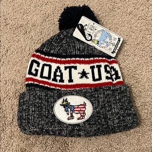 GOAT USA Pom Beanie - Navy and Red